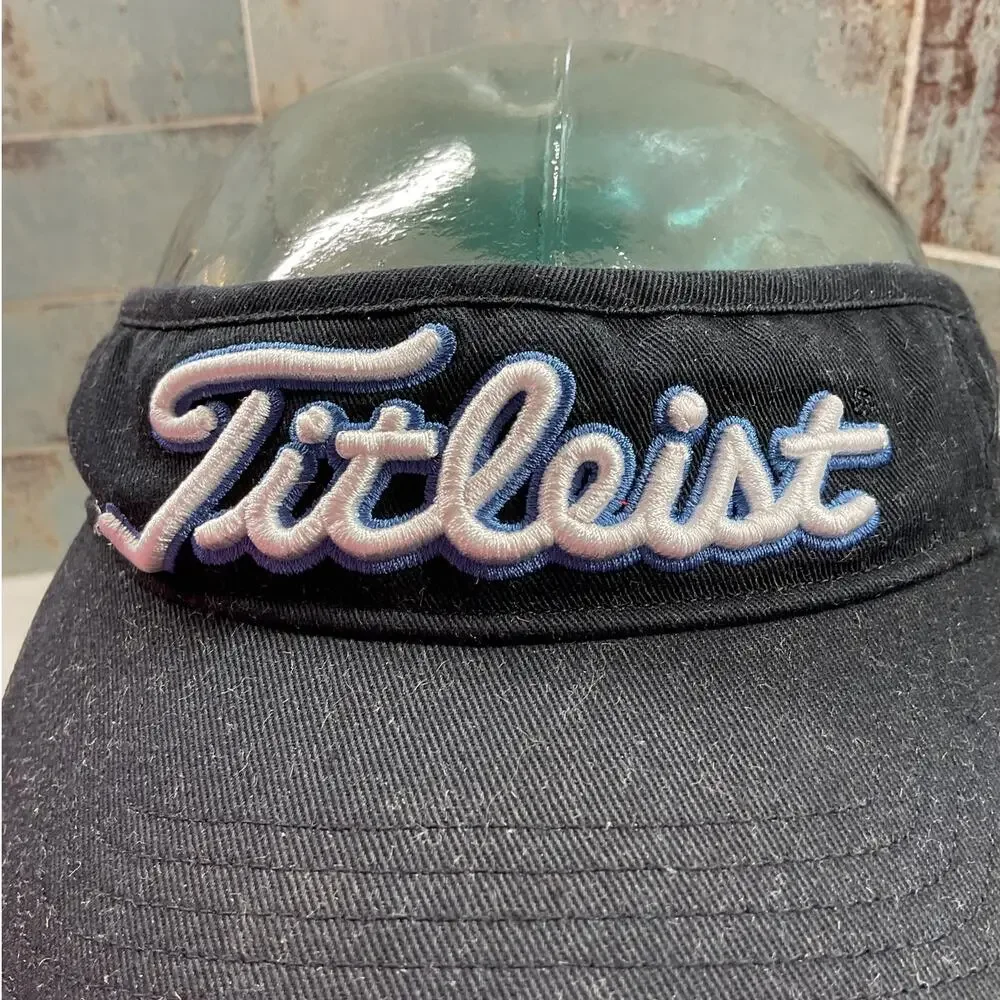 Titleist Pro V1 Visor Puff Embroidery Black Denim Blue